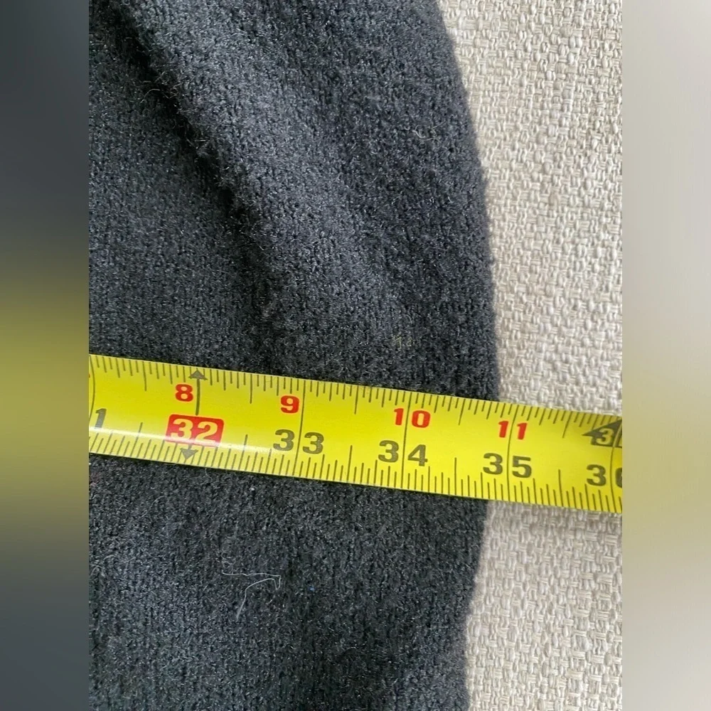 J Crew Sweater Women’s Medium Wool Black Button Neck Poncho